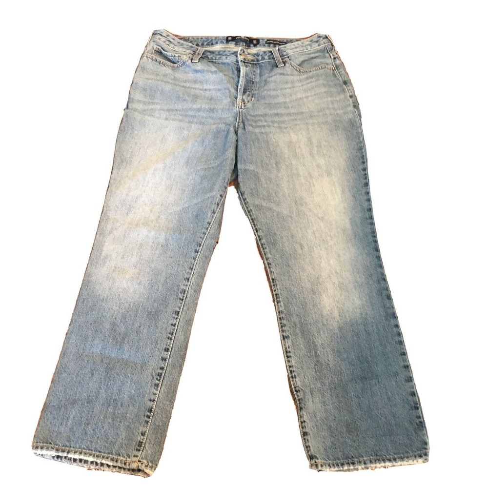 Hollister 13R 31W 27L High Rise Vintage Straight Leg Jeans Light Wash Button Fly